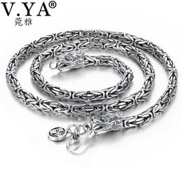 V.YA Punk Style Real Silver Men Chain 925 Sterling Silver Necklaces for Male Mens 50cm 55cm 60cm