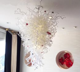 Excellent Lamps Style White Flower Bloom Hand Blown Murano Glass Chandelier 110v-240v LED Bulbs for Wedding