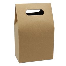 20pcs 10.5x16+6cm Bottom Stand Up Kraft Paper Package Box with Handle Food Coffee Tea Party Gift Stand Up Kraft Paper Craft Art Handle Boxes