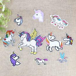Unicorn Applique Patches - Set of 10 Iron-On Transfer Appliques for diy fabric stickers, Bags, and Jeans - Sew-on Embroidery for Kids' Fancy Stickers