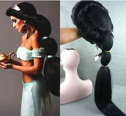 Anime Aladdin Jasmine princess Long Black Anime Wig /Cosplay/ wig