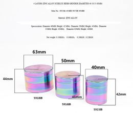 The four layer of zinc alloy iceblue TOBACCO GRINDER diameter 40MM 63MM trade 50MM rainbow tobacco grinder