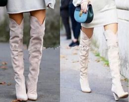 2018 Autumn Winter Women Thigh High Boots Over-the-knee Women Suede Boots Thick High Heel Fashion Women Shoes