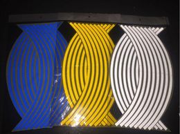 Car Sticker 16 Pcs Strips Wheel Stickers And Decals 18 Reflective Rim Tape Bike Motorcycle Car Tape 5 Colors Car Styling QP02288