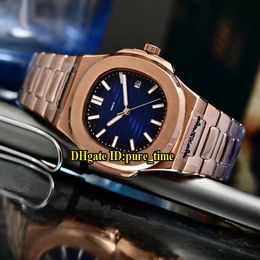 40mm Date Nautilus D-Blue Dial 5711/1A 010 Japan Miyota Automatic Mens Watch 316L Rose Gold Steel Case/Band Quality Sport Wristwatches