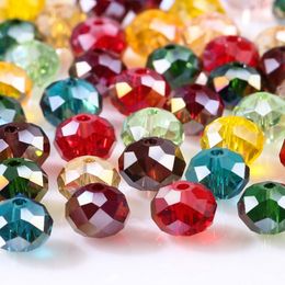 4 6 8mm Czech Loose Rondelle Crystal Beads For Jewellery Making Diy Needlework AB Colour Spacer Faceted Glass Beads Wholesale