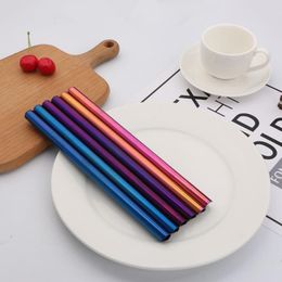 Stainless Steel Drinking Straws Straight Reusable Philtre With Brush Colourful Tea Coffee Tools fast shipping F20173914