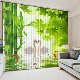 Curtains Swan lake Landscape Customize Kitchen Living room Bedroom Curtains Window Modern Blackout Curtain