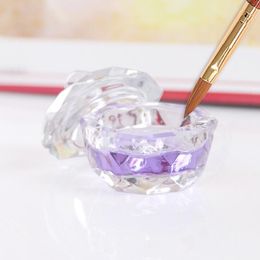 Nail Art Acrylic Crystal Glass Dappen Dish Bowl Liquid Glitter Powder Caviar Cup with Cap Free Shipping LX2684