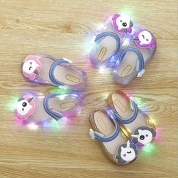 unicorn shoes UK - Unicorn Kids LED Light Sandals Toddler Jelly Shoes Baby Summer Beach Shoes Girls Princess Sandals Child Fashion Casual Shoes 3 Colors LDH36