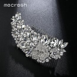 Mecresh Leaf Shape Bridal Hair Combs Luxurious Crystal Rhinestone Wedding Hair Jewellery Accessories Party Women Girls Gift FS035