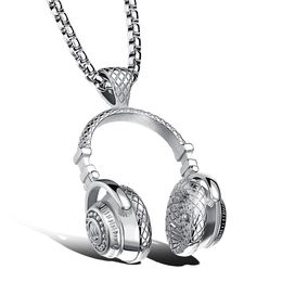 Hip Hop Jewellery Men Necklace Stainless Steel Music Headphone Pendant Necklaces Fashion Cool Gifts Mens Jewellery Collier