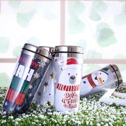 Stainless Steel Water Bottle Flamingo Owl Round Dot Pattern Mug Christmas Theme Keep Warm Cup For Children Gift 12jx ff