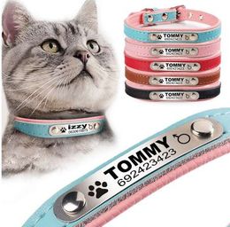 FLOWGOGO Personalized Engraved Dog Cat Collar Braided Custom Leather Puppy Cat Pet Collars ID Tag For Small Medium Dogs