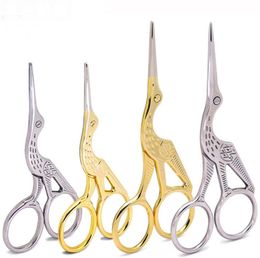 Fashion Retro Silver Golden Stork Sewing Scissors Trimming Dressmaking Shears Cross-stitch Embroidery Steel Tailor Scissor Sewing SN1571