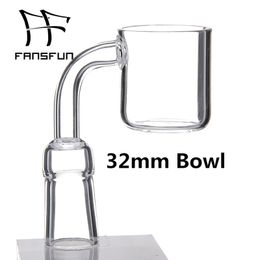 2mm Flat Top Quartz Banger With Dia 32mm Bowl Fit 26mm Insert Bowl 10mm14mm18mm Male Female Clear Joint For glass bongs 621