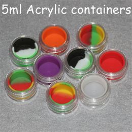 Clear plastic acrylic wax holder box 5ml acrylic bho jars silicone jars dab wax vaporizer oil container silicone jar