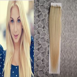 100g Tape In Human Hair Extensions Straight Machine Remy Hair On Adhesives Invisible Tape PU Skin Weft 613 blonde5395999