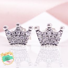 Enchanted Crowns Stud Earrings Authentic S925 Sterling Silver Clear CZ Fine Jewellery Women Earring 297127CZEarring