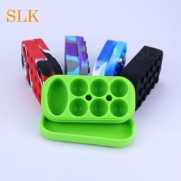 Newest 6+1 Silicone Container 6+1 Silicone Wax Container box colorful food grade reusable silicone wax jar 10 diferent colors Free Shipping
