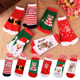 Popular Kids Unisex Winter Fashion Christmas Santa Claus Cotton Comfortable Red Socks New Wholesale 2 Sizes