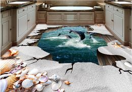 wallpapers for living room Ocean beach shells 3D floor decorative painting window mural wallpaper