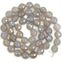 8mm Fctory Price 12mm 14mm Round Faceted Grey Agat Beads Natural Stone Beads DIY Loose Beads for Jewellery Making