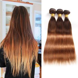 Brazilian Straight Dark To Auburn Human Hair Bundles Coloured 4/30 Two Tone Virgin Hair Weave Wholesale Brazilian Human Hair Extensions