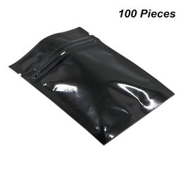 100pcs/Lot Black Multi-Sizes Mylar Foil Zipper Lock Food Storage Packing Pouch Resealable Aluminium Foil Heat Seal Sample Packets Bags
