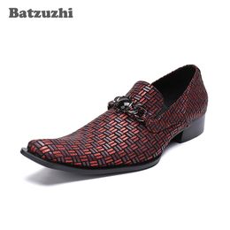 Japanese Style Men Shoes Zapatos Hombre Designer's Genuine Leather Dress Shoes Men Red Brown Wedding and Party Shoes, Big Size US12