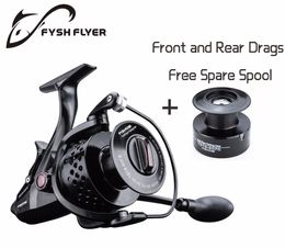FyshFlyer TB18 Carp Spinning Fishing Reel, 11 Bearings, Carbon Front and Rear Drags, Stainless Steel Main Shaft, Metal Spool Y18100706