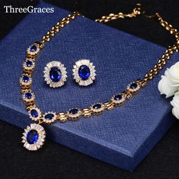 Cheap Royal Blue Necklace Set Crystals