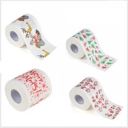 Merry Christmas Paper Toilet Roll Paper Cute Santa Claus Pattern Printed Party Table Decor Holiday Supplies