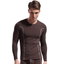 Men's bamboo fiber underwear warm clothing shirt Slim fit long johns comfort soft Sexy Undershirt tight (Not include pants)