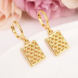 Fine Yellow Gold Filled african Beads pane Pendant Earrings Initial Chain for Women Necklace bridal girl brand Jewelry