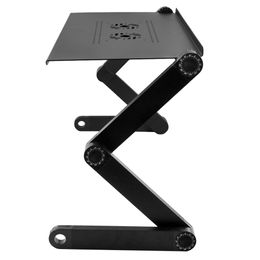 Freeshipping 360 degree Folding Adjustable Laptop Computer Notebook Glossy Table Stand Bed Lap Sofa Desk Tray & Fan (Black)