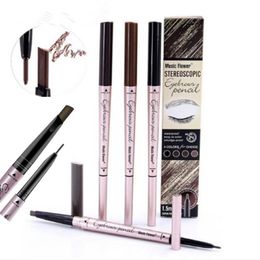 Eyebrow Pencil Eyes Makeup Music Flower Brand 4 Colour Double Head Waterproof Long lasting Natural Black Brown Eye brow Pencils