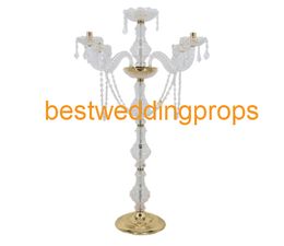new product elegant Tall acrylic wedding candelabra Centrepieces wedding gold , silver candelabra 5 arm decoration best0077