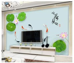 Wholesale-3D photo wallpaper custom 3d wall murals wallpaper Modern minimalist lotus pond fish TV background wallpaper for walls 3d decor