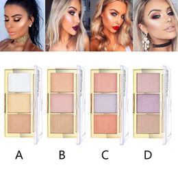 PUDAIER 3 Colours Professional Illuminate Glow Bronzer Highlighter Makeup Shimmer Brighten Face Contour Highlighting Palette Powder Cosmetics