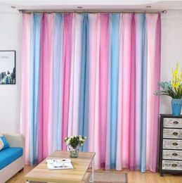 Colorful Rainbow Beautiful Semi Blackout Window Treatments for Living Room Red Tulle Sheer Curtain Elegant Rideaux Salon Draps