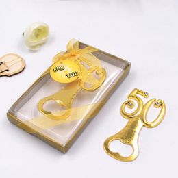 Beer Bottle Openers zinc alloy golden plated Wedding Souvenirs Digital 50 Bottle Opener 50th Birthday Anniversary Gifts