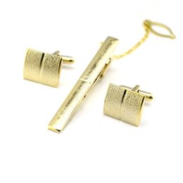 Gold necktie tie clips cufflinks set men Business suit shirt tops cuff button Cuff links bar fashion Jewellery