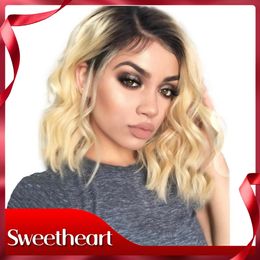 Wholesale Short Blonde Wigs Dark Roots Buy Cheap Short Blonde