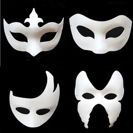 DIY White Paper Unpainted Venetian Mask for Men Women Butterfly Horn Kids Carnival Face Gift Christmas Halloween Blank Version Pulp