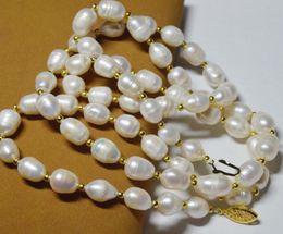 New 10-11mm genuine natural white rice South China Sea pearl necklace 32 inches