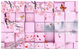 Custom Photo Wallpaper KTV Original pink 3d cubes dream peach TV background TV Background 3D Mural Wall Paper