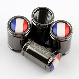 Air Tyre Tire Valve Wheel Dust Cap Cover France FR Country Flag Logo Trim Auto Vehicle Truck Car Matal Alloy Style Accessories Part