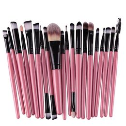 Brand New Eyes makeup brushes set 20 kits wood handle soft nylon hair for eye shadow eyebrow lips cosmetics DHL Free BR031