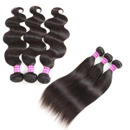 10A Grade Brazilian Virgin Hair Straight Human Hair Weaves 3 Bundles 16 inches body Wave Wefts remy Hair Extensions Natural Colour Wholesale